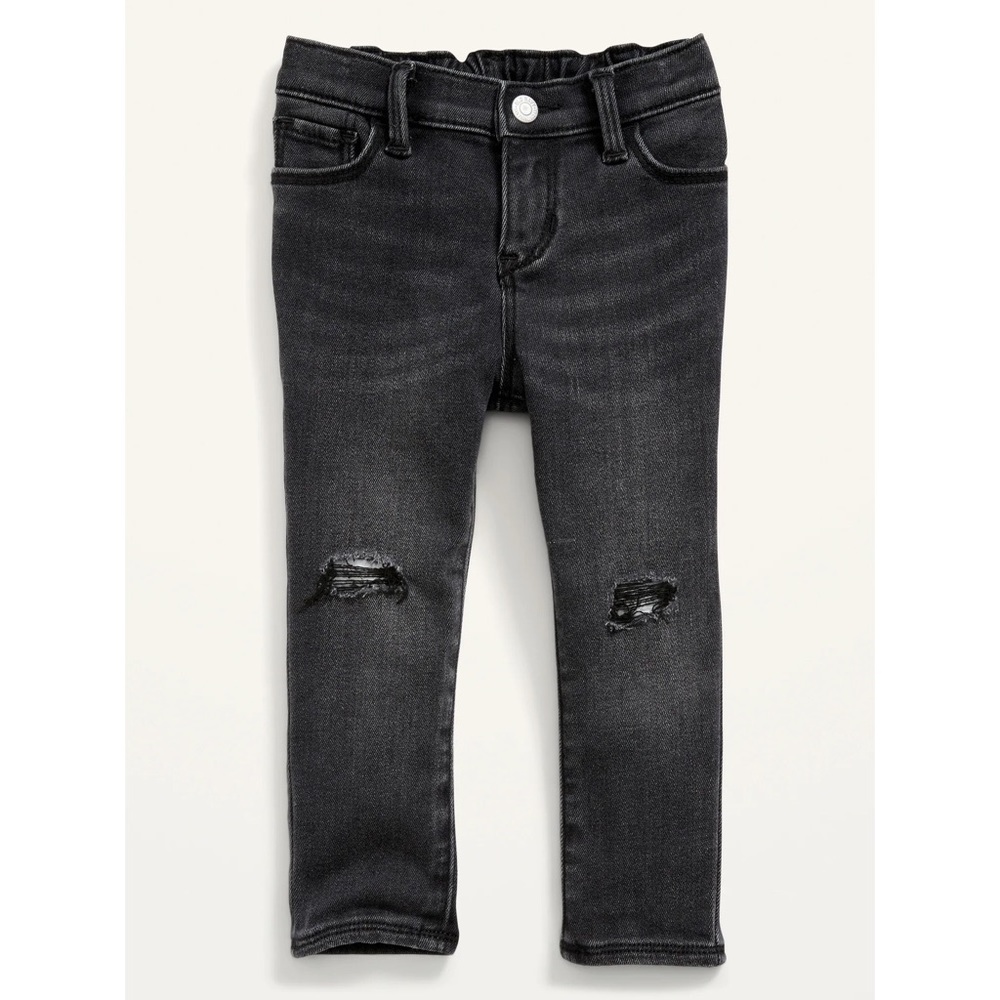 Old Navy Unisex Ballerina Black-Wash Ripped Jeans for Toddler, size 2T